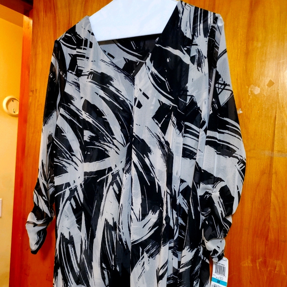 Alfani Sz 0x (12W) Black & White Print Blouse